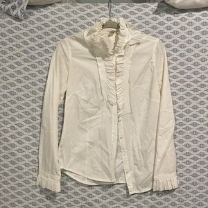 White Ruffle J.Crew Blouse